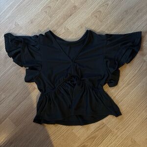 Elegant Black Ruffle Sleeve Top